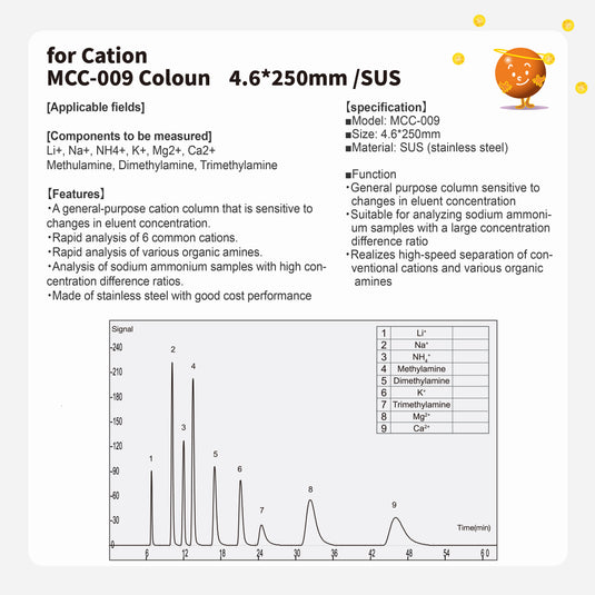 Colonne de cations MCC-009 (4,6*250 mm) (fabriquée par SUS)